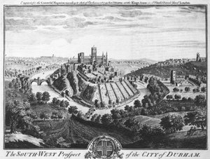 La Perspective Sud-Ouest de la ville de Durham, vers 1600 - English School