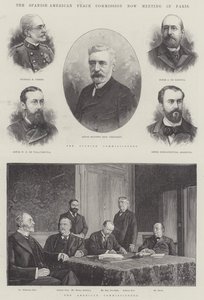La commission de paix hispano-américaine se réunissant actuellement à Paris (gravure)