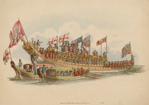 La Barge des Papetiers, rivière Thames, Londres - English School
