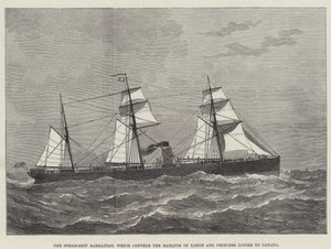 Le navire à vapeur Sarmatian, qui transporte le marquis de Lorne et la princesse Louise au Canada (gravure) - English School
