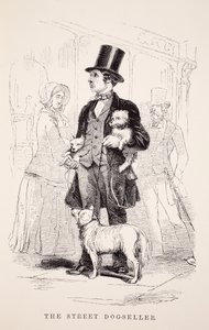 Le vendeur de chiens de rue, illustration de London Labour and London Poor par Henry Mayhew, pub. 1862 - English School