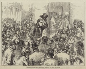 Le procès Tichborne repris, arrivée du demandeur (gravure)