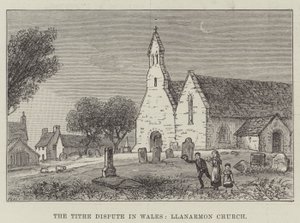 Le conflit de la dîme au Pays de Galles, église de Llanarmon (gravure)