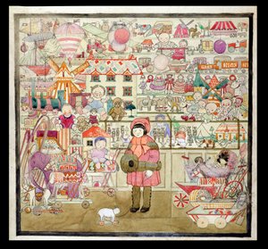 Le magasin de jouets à Noël, vers 1910 - English School