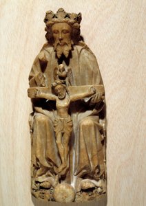 La Trinité Dieu tentant son fils Jésus sur la croix. Sculpture en albâtre de l