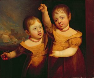Les Enfants jumeaux du capitaine George Walsh, maître marinier de Selby, Yorkshire, vers 1830 - English School