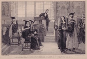 Le vice-chancelier conférant le diplôme de bachelier en théologie, Oxford, 1842 - English School