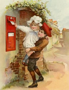 La boîte aux lettres du village (lithographie en couleur) - English School