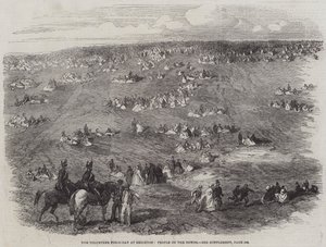 La journée des volontaires à Brighton, les gens sur les Downs (gravure) - English School