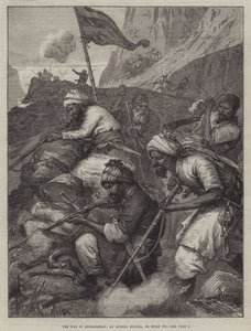 La guerre en Afghanistan, un Sungha afghan, ou fosse à fusils (gravure) - English School