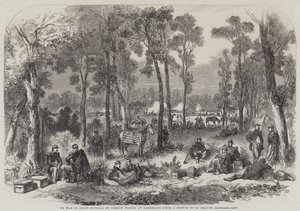La guerre en Italie, bivouac des troupes françaises à Cameriano (gravure) - English School