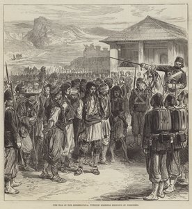 La guerre en Herzégovine, soldats turcs amenant des prisonniers - English School