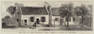 La guerre au Transvaal, Afrique du Sud, un magasin à Lydenberg (gravure) - English School