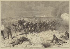 La guerre, les gardes prussiens à la bataille de Sedan (gravure) - English School