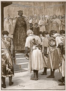 Les barons soumettant leurs demandes à Henri, illustration de Cassells Illustrated History of England - English School