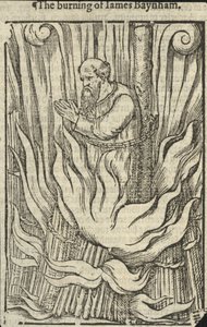 Le bûcher de James Baynham (gravure) - English School