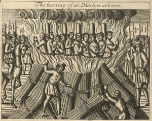 Le bûcher de dix martyrs à Lewes (gravure)