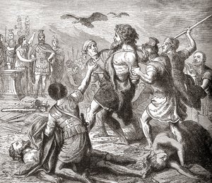 La capture de Teutobochus, un géant légendaire et roi des Teutons, de l