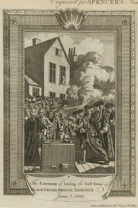 La cérémonie de pose de la première pierre du pont de Blackfriars - English School