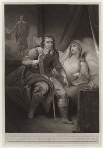 La fille de Cromwell le pressant de se repentir - English School