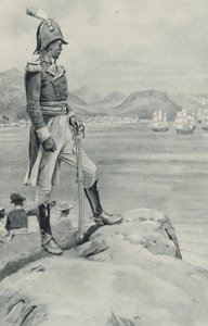 La mort du pauvre Toussaint Louverture approche, le leader noir regarde la flotte envoyée par Napoléon pour sa destruction - English School