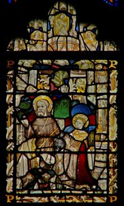La fenêtre est représentant Saint François recevant les stigmates; musiciens anges dans le dais - English School
