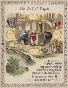 La chute de Dagon (gravure en couleur) - English School