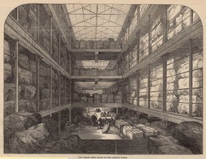 Le grand étage de laine aux docks de Londres - English School