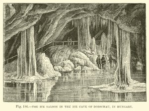 Le salon de glace dans la grotte de glace de Dobschau en Hongrie - English School