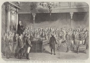 Le défunt duc de Wellington à la barre de la Chambre des communes, adressé par le président - English School