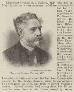 Feu le général Feilden, MP (gravure) - English School