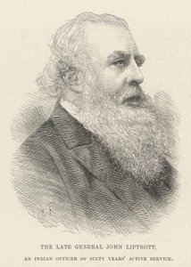 Feu le général John Liptrott, un officier indien de soixante ans de service actif (gravure) - English School