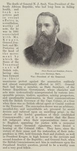 Feu le général Smit, vice-président du Transvaal (gravure) - English School