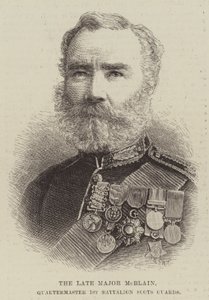 Feu le major McBlain, quartier-maître du 1er bataillon des Scots Guards (gravure) - English School