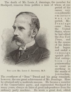 Le défunt M. Louis J Jennings, MP (gravure) - English School