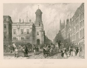 Le défunt Royal Exchange et Cornhill, Londres - English School