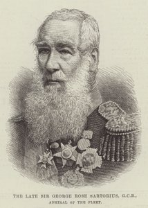 Feu Sir George Rose Sartorius, GCB, amiral de la flotte (gravure) - English School