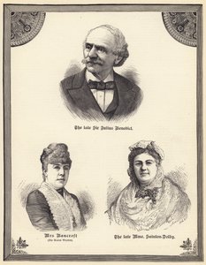 Feu Sir Julius Benedict, Mrs Bancroft (née Marie Wilton), feu Madame Sainton Dolby (gravure) - English School