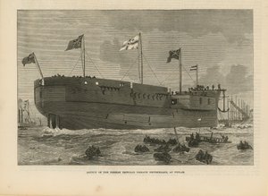 Lancement de la frégate cuirassée allemande Deutschland - English School