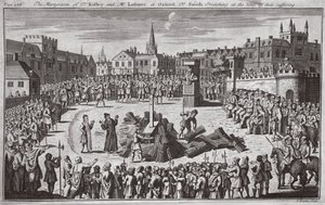 Le martyre du Dr Ridley et de M. Latimer à Oxford, le Dr Smith prêchant au moment de leur souffrance, illustration tirée de 