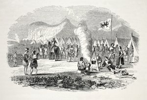 La rencontre des chefs du nord et du sud du Pays de Galles aux collines de Breiddyn, en route vers Bosworth-field, publié au 19ème siècle (gravure sur acier)