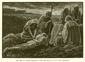 Les hommes de Jabesh pleurant sur la tombe de Saül et Jonathan - English School
