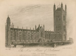 Les nouvelles Chambres du Parlement, Palais de Westminster, Londres ; Entrée des Lords - English School