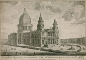 La perspective nord-ouest de la cathédrale Saint-Paul à Londres - English School