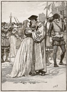 La séparation de Sir Thomas More et de sa fille, illustration de Cassells Illustrated History of England - English School