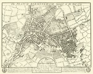 Plan de Birmingham, relevé en 1731 - English School