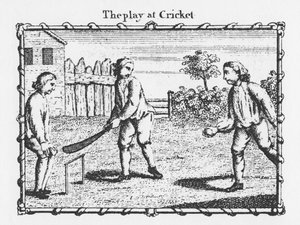 Le jeu de cricket (gravure) - English School