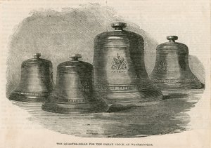 Les cloches des quarts pour la grande cloche (Big Ben) à la tour de l