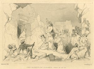 La résurrection de Lazare, Jean XI, 43-44 (gravure) - English School