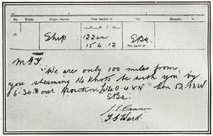 La réponse du vapeur russe, Birma, aux signaux de détresse du Titanic, tirée de 